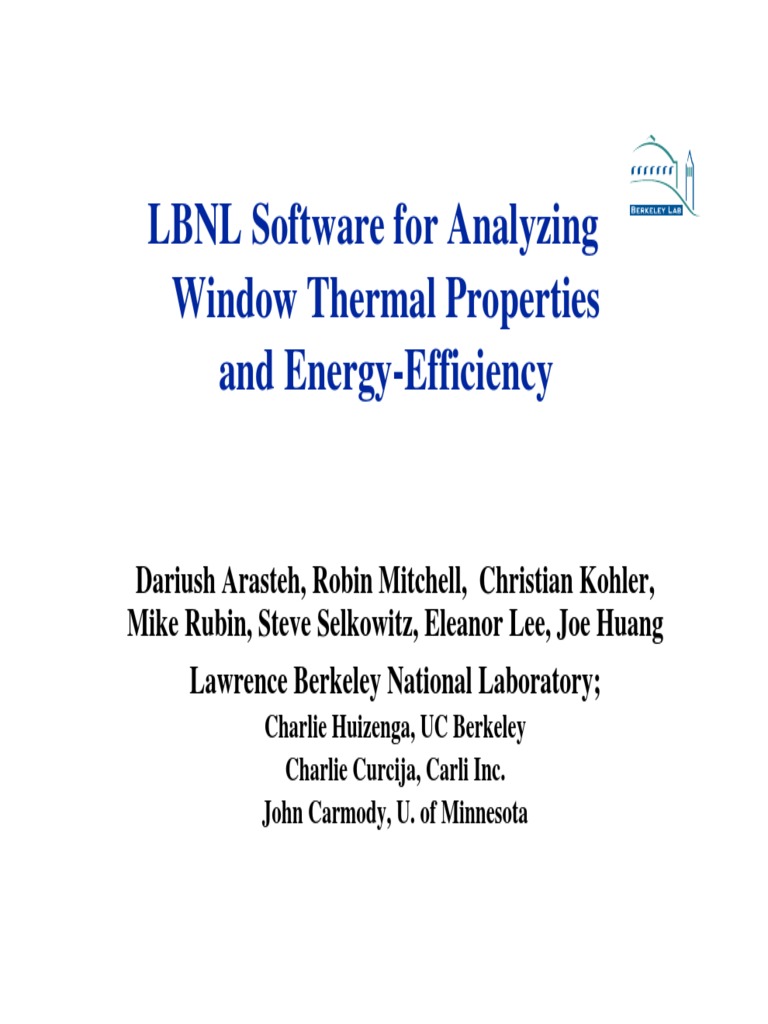 LBNL Software Tools March 2002 PDF Window Glasses