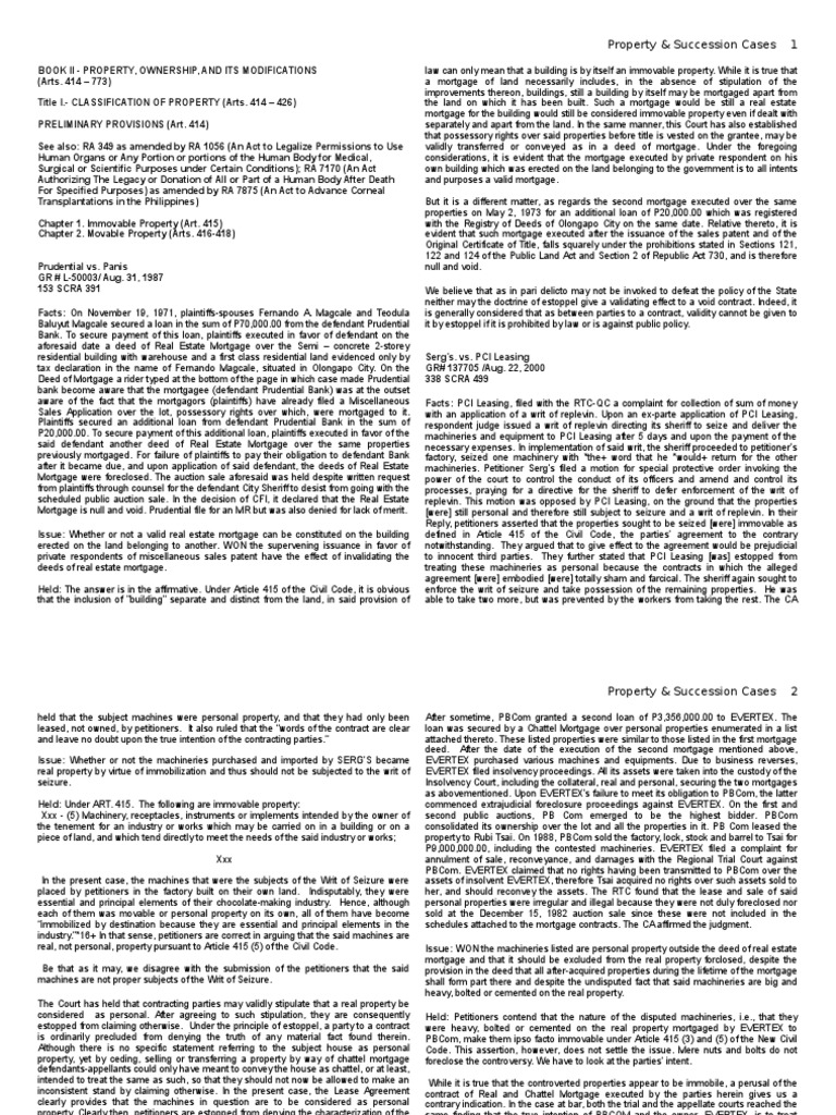 Immovable Property Cases PDF Mortgage Law Theft