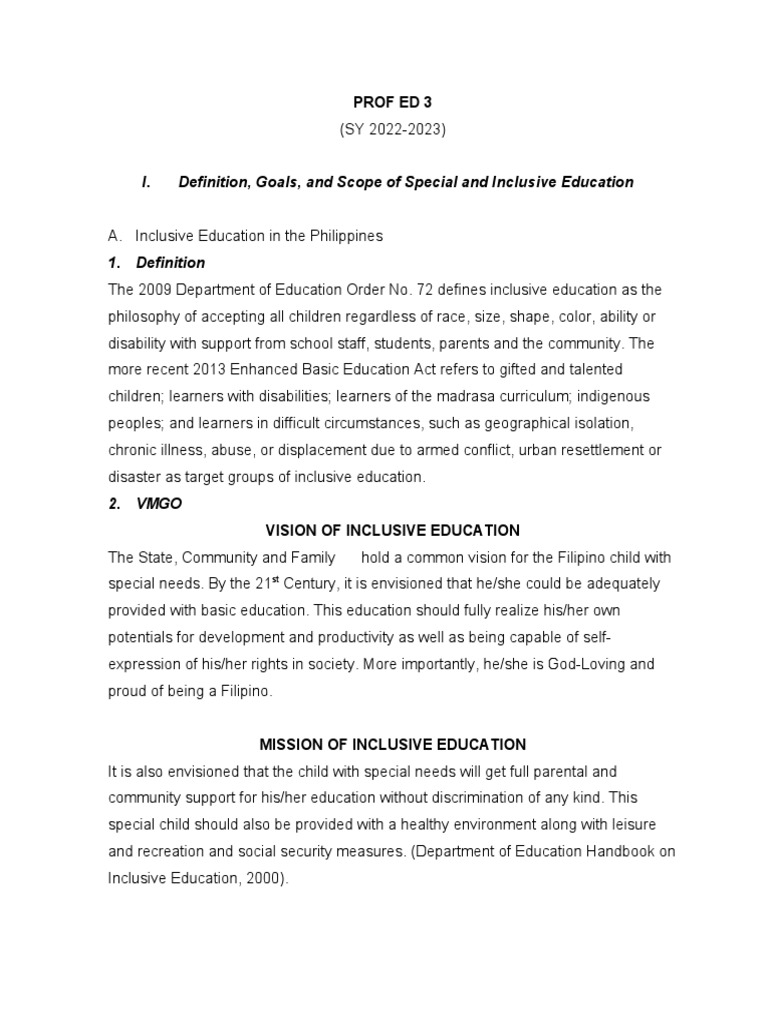 Inclusive Education Framework in the Philippines | PDF | Inclusion ...