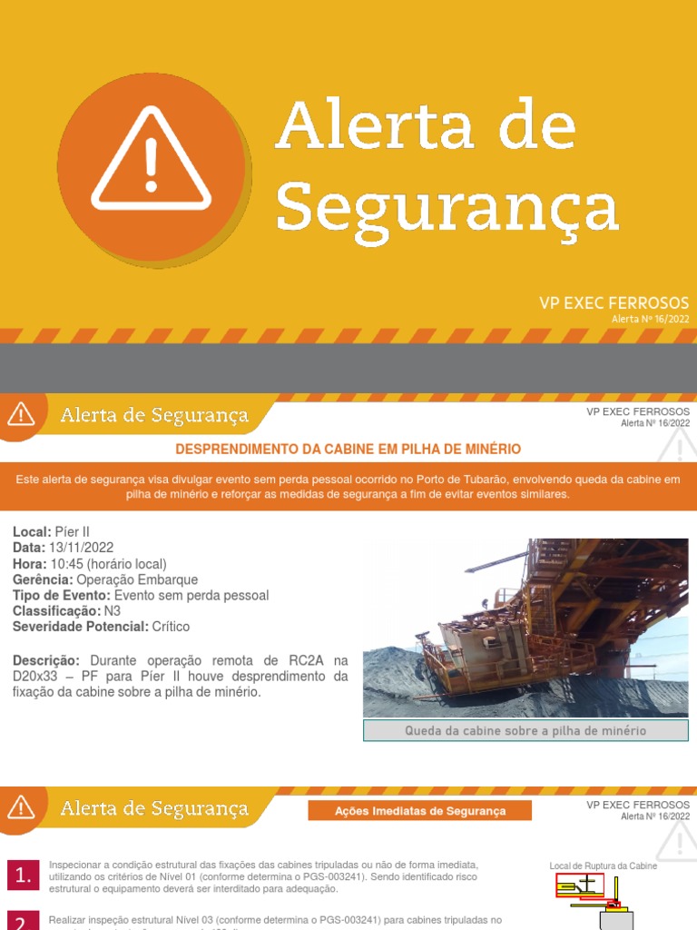Alerta Crítico de Segurança: Queda de Cabine | PDF