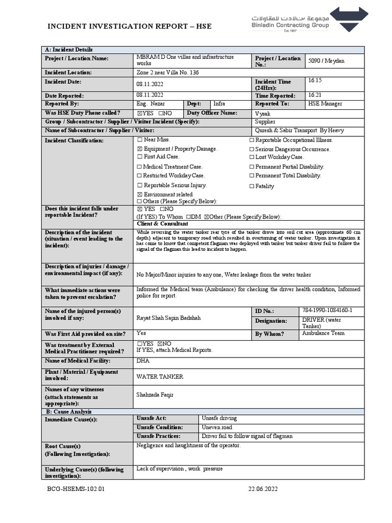 BCG-HSEMS-102.01 Incident Investigation Report Format (002) 5154 1 ...