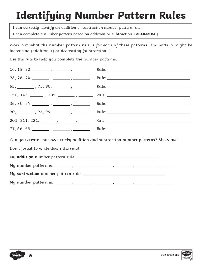 t2 M 2589 Identifying The Number Pattern Rule Differentiated Activity ...