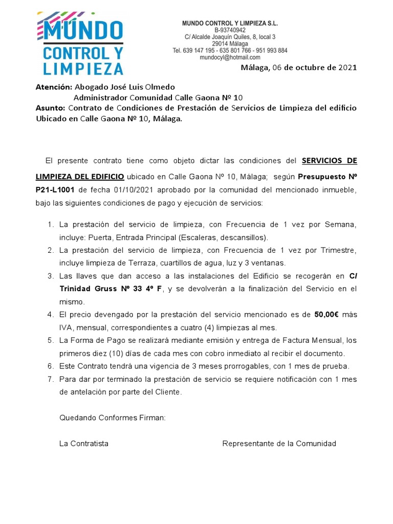 CONTRATO Limpieza PDF
