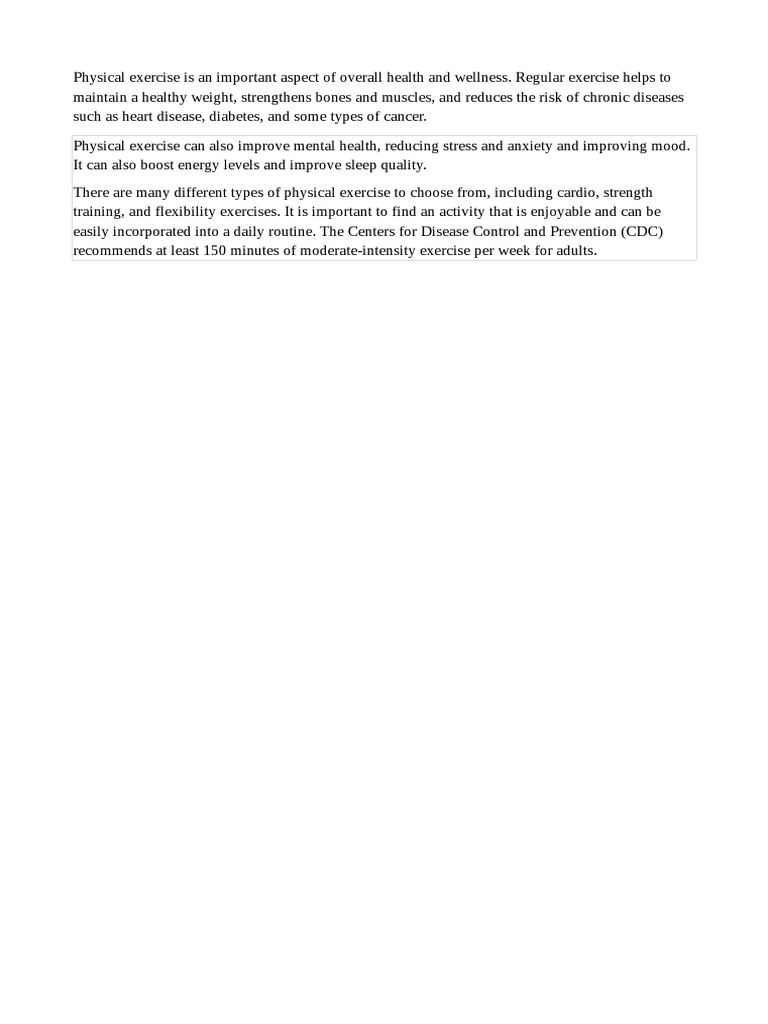 The Importance of Physical Exercise | PDF