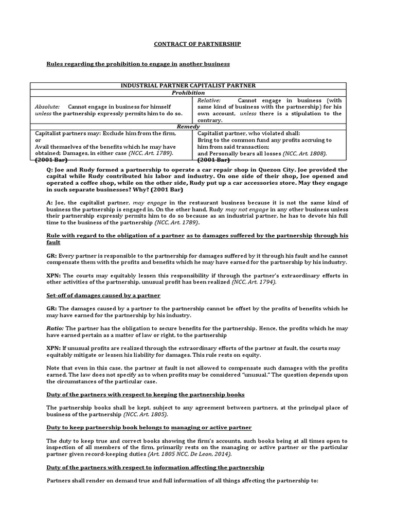 Partnership Notes 5 Pdf Partnership Assignment Law