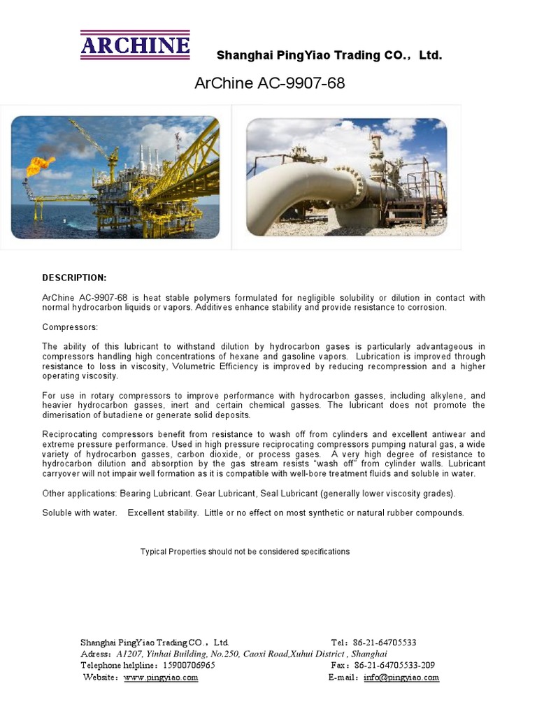 ArChine AC-9907-68 (E) | PDF | Lubricant | Viscosity
