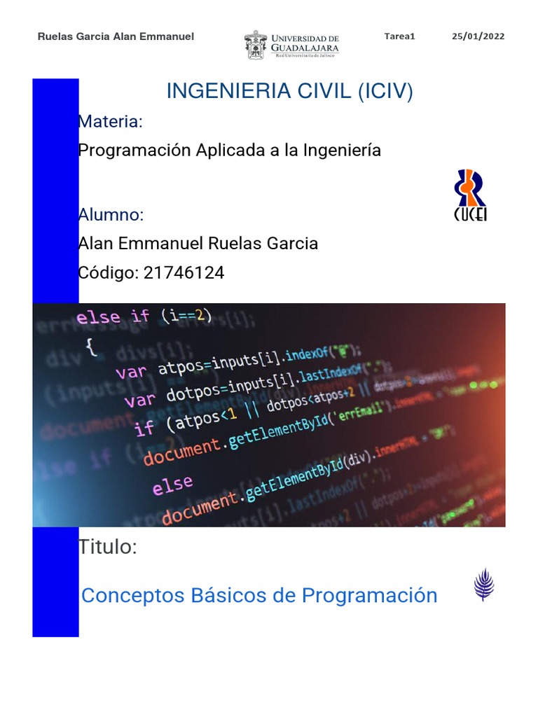 Conceptos Básicos de Programación Tarea 1 de Programacion | PDF ...