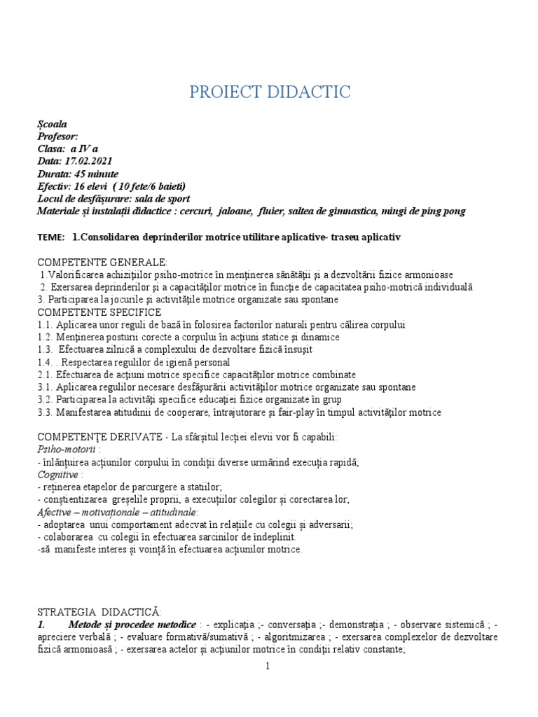 518 Proiect Didactic | PDF