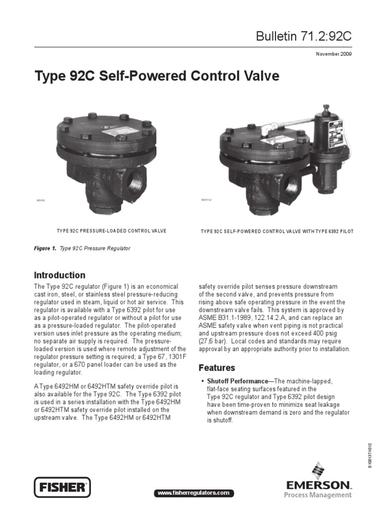 Data Sheets 92c Self Powered Control Valve Bulletin Fisher en en