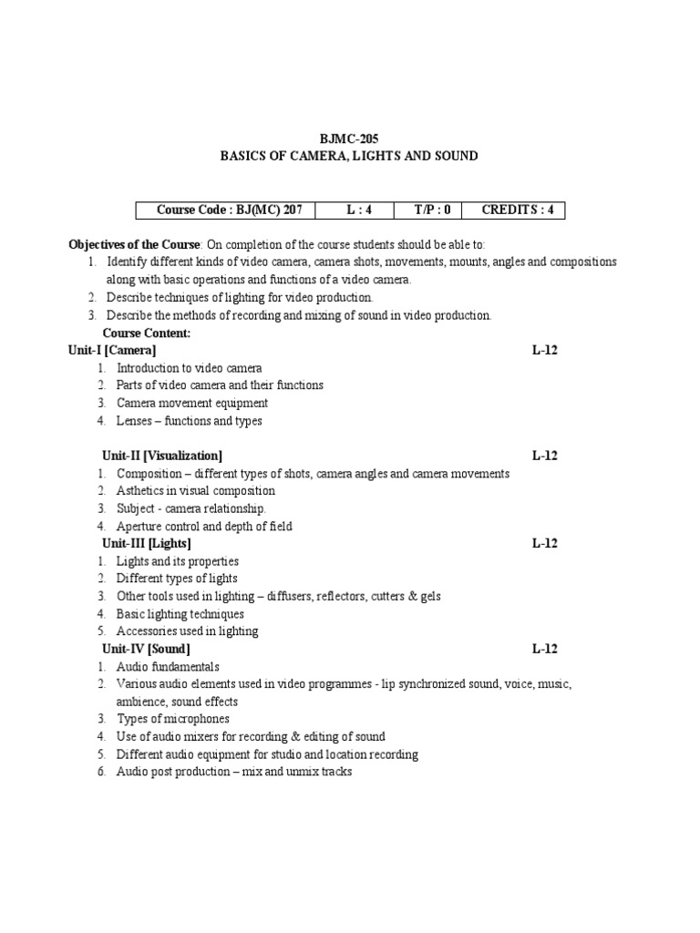 BCLS Unit 11 PDF Camera Lens Zoom Lens