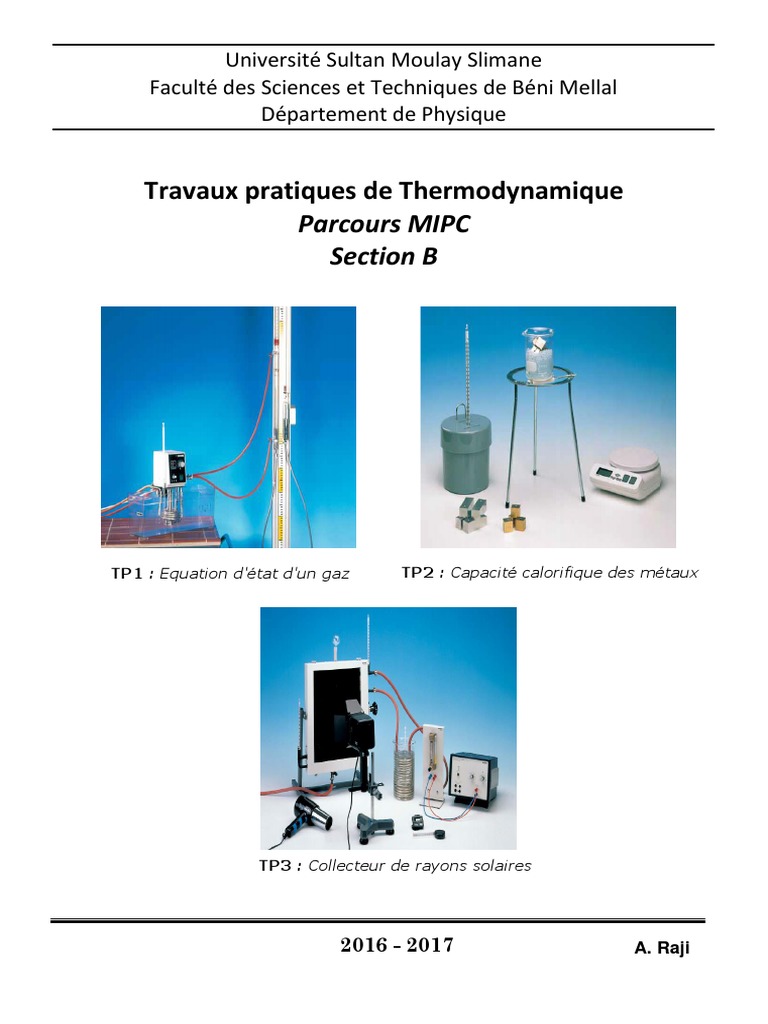 Poly. TP Thermodynamique | PDF