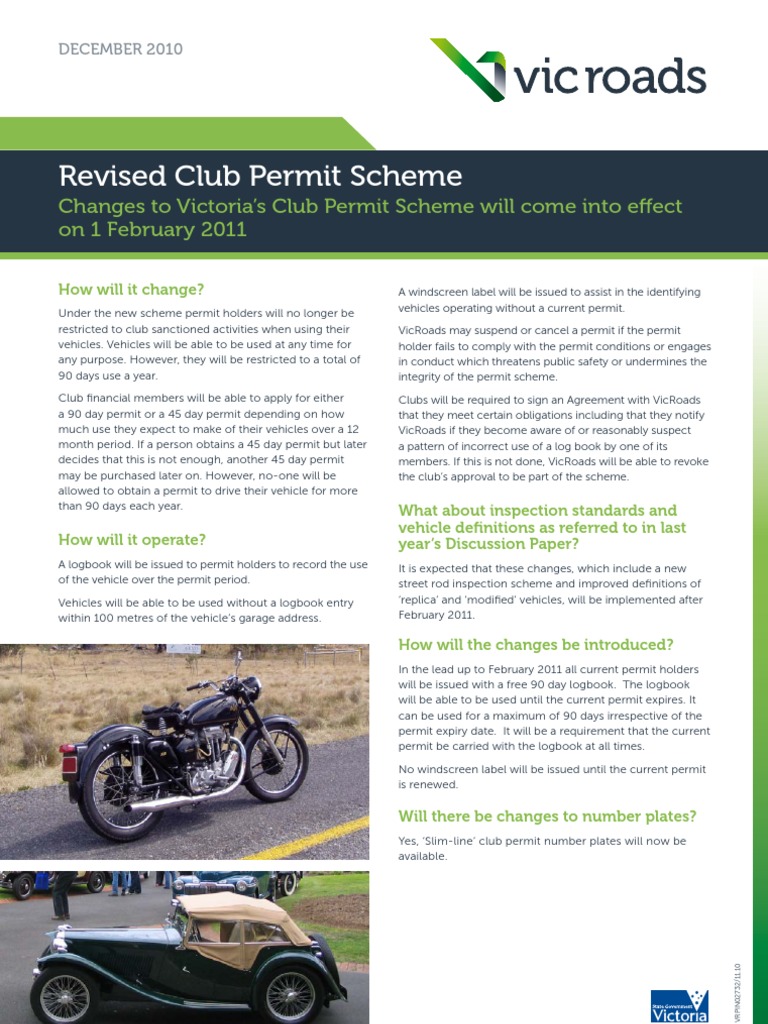 Victoria's Revised Club Permit Scheme | PDF | Vehicle Registration ...