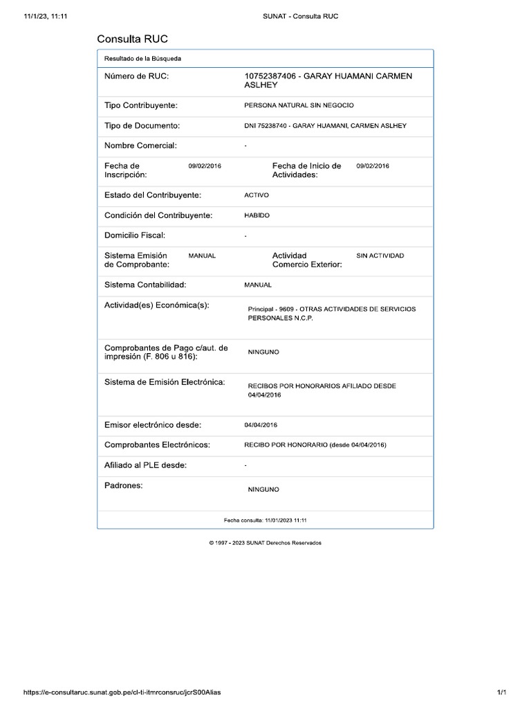 Sunat consulta ruc pdf