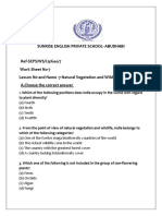 Natural Vegetation and Wild Life Work Sheet