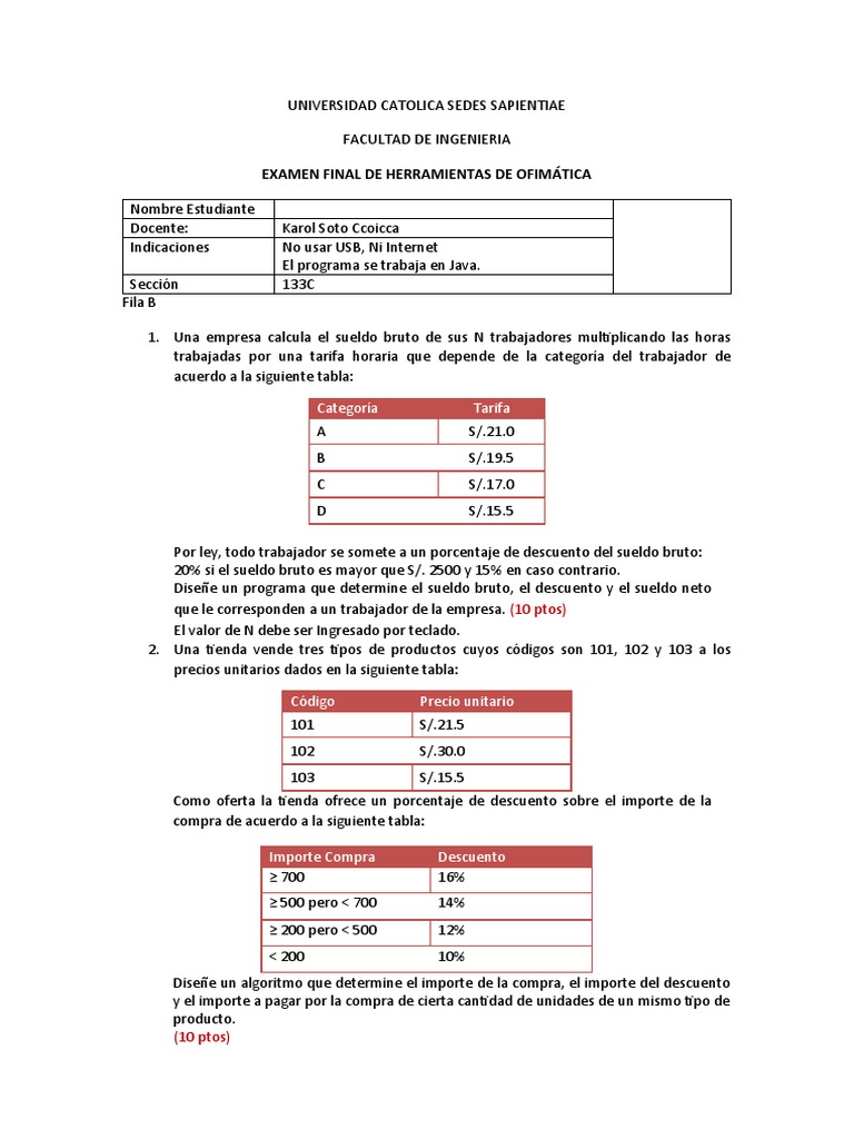 Examen Final: Programación en Java | PDF