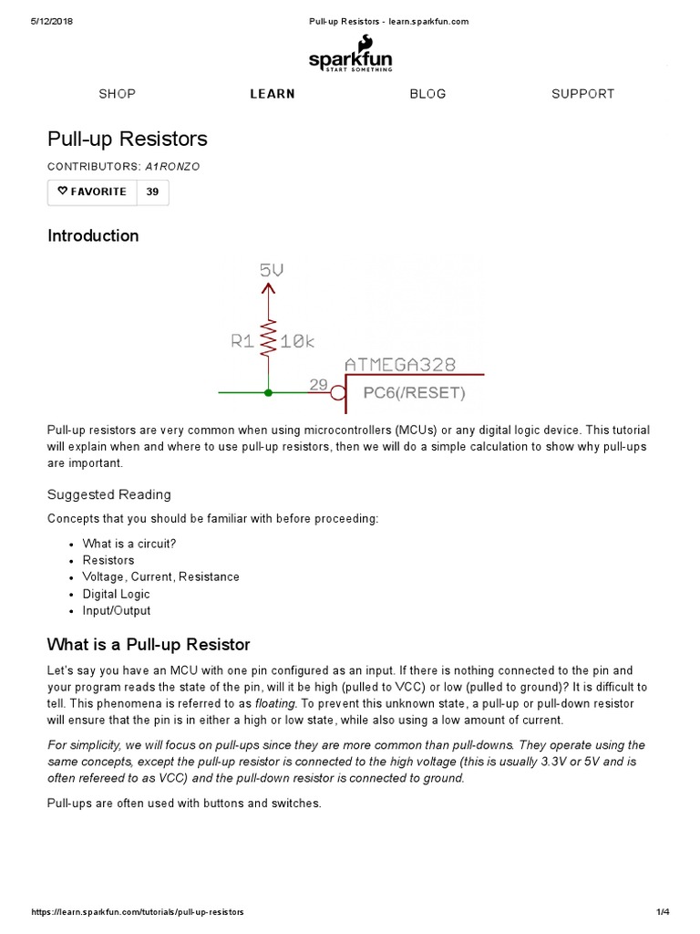 PullUp Resistors PDF Resistor Materials Science