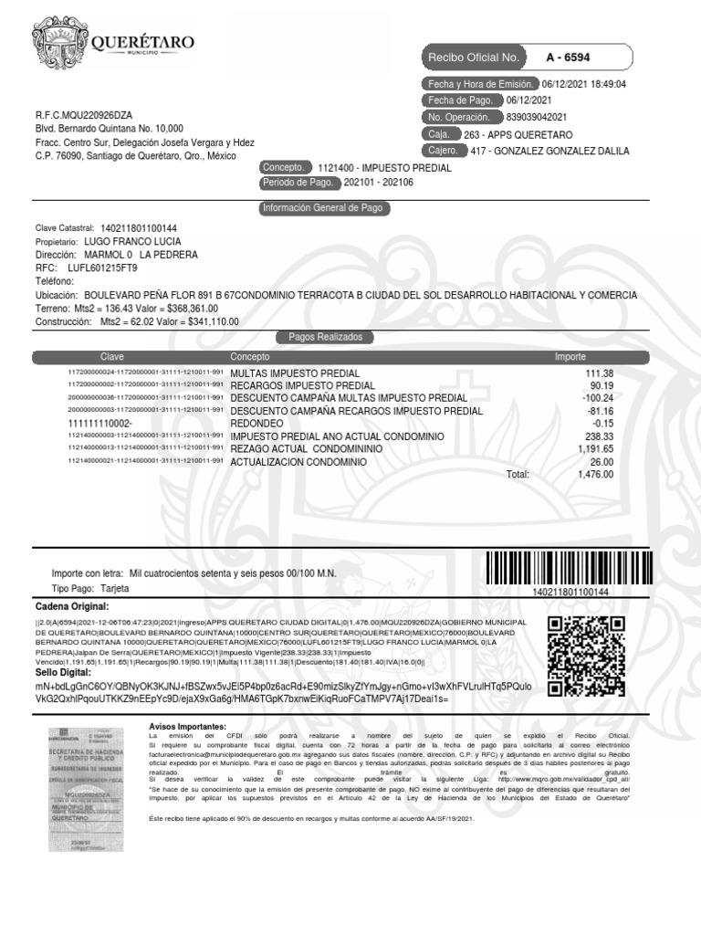 Recibo Pago | PDF | Finanzas del gobierno | Impuestos