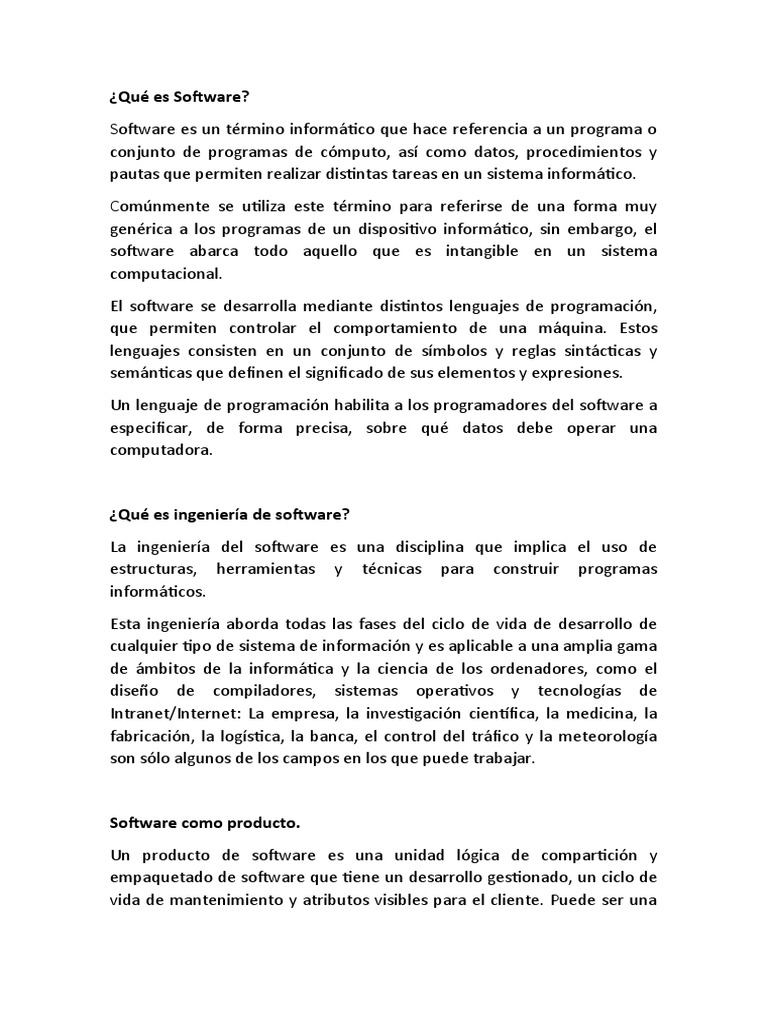Que Es Software y Evolucion PDF Software Informática