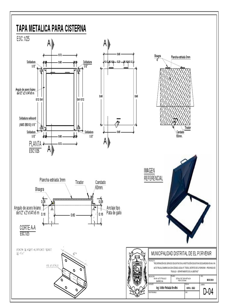 Detalle tapa cisterna consulta pdf acero materiales