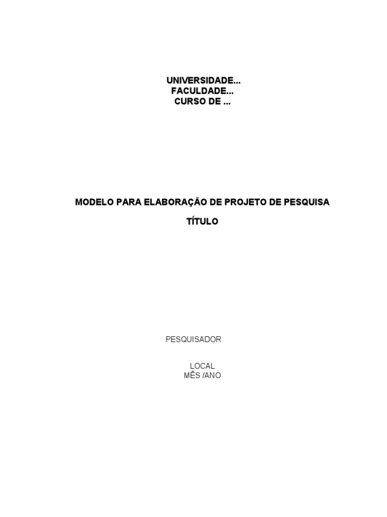 Modelo Projeto Pesquisa Pdf Science