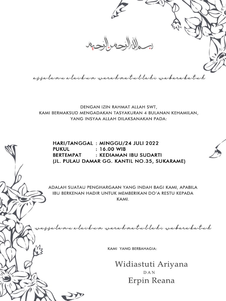 Undangan Tasyakuran 4 Bulanan | PDF