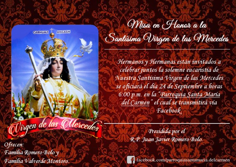Invitación a Misa Virgen de las Mercedes | PDF