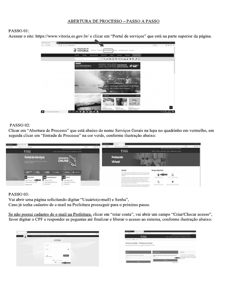 Passo A Passo Abertura de Processos. | PDF