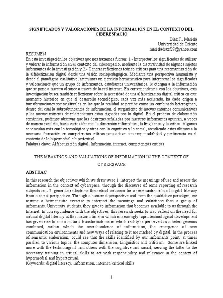 Artículo Legenda 2015 Mariela Díaz | PDF | Información | Conocimiento