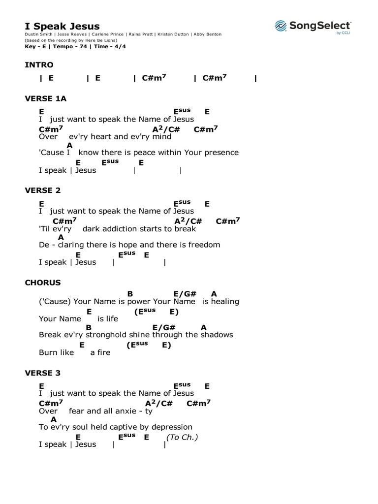 There Is Power In The Name Of Jesus Chords