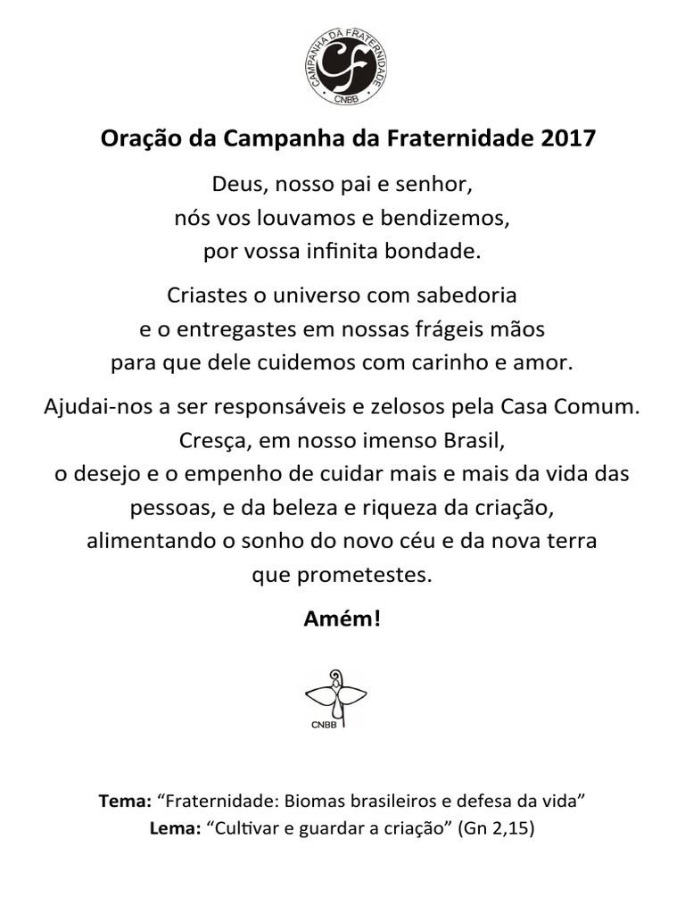 Modelo Oração Campanha Da Fraternidade | PDF
