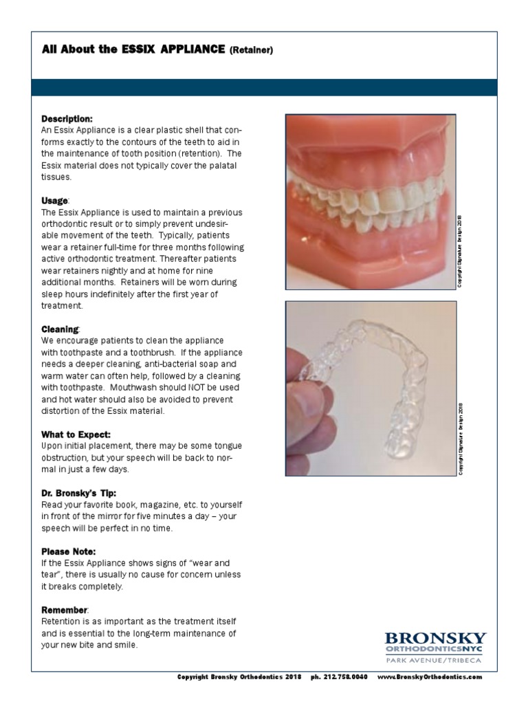All About The ESSIX APPLIANCE Retainer PDF