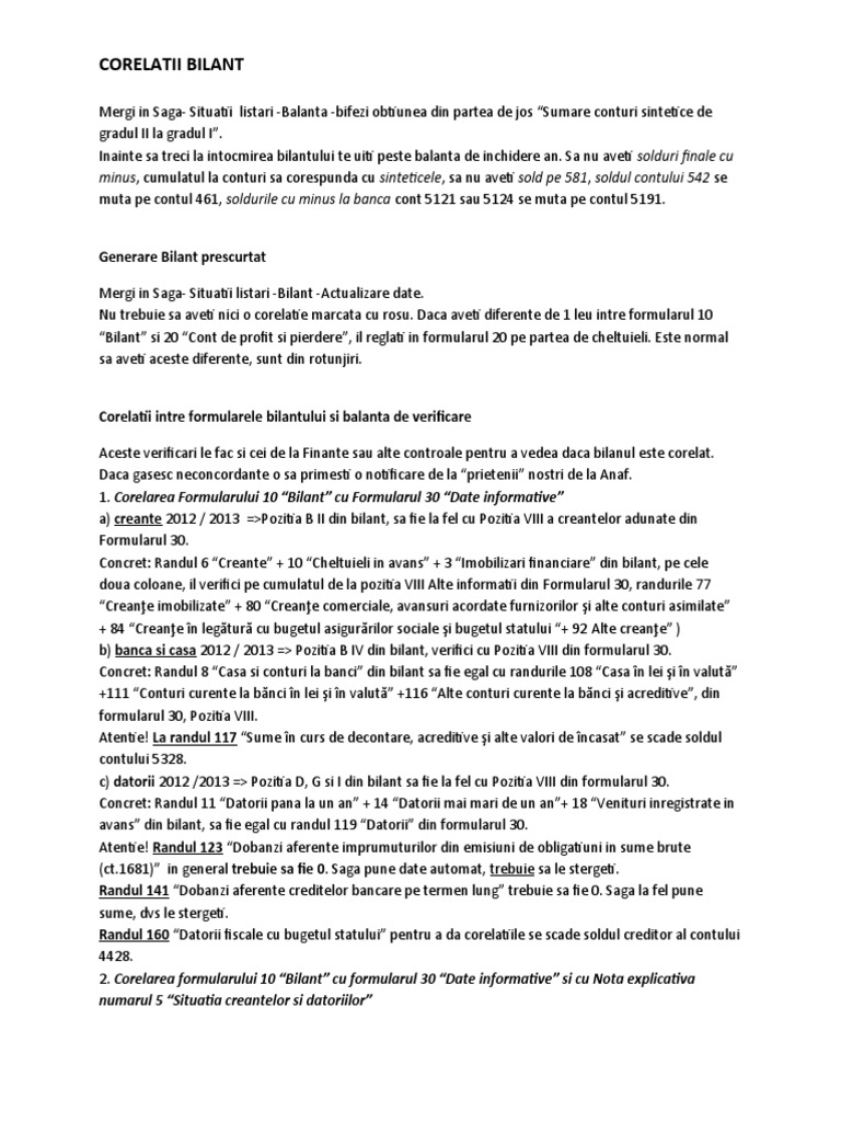 Corelatii Bilant | PDF