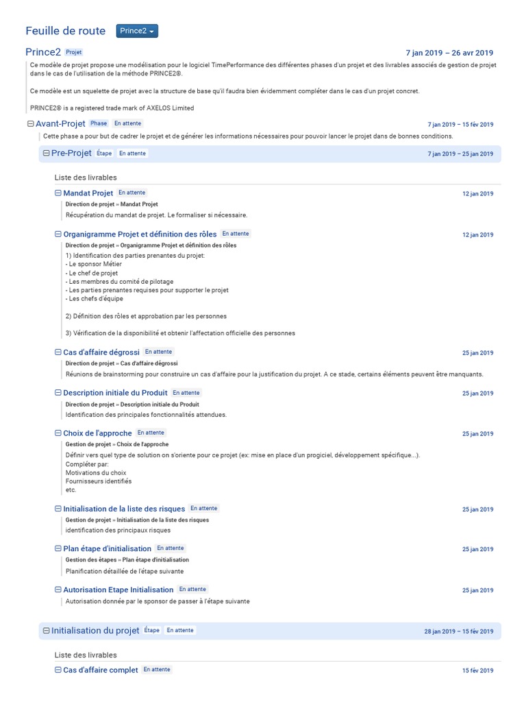 Prince2 Modele Plan | PDF | Gestion de projet | Planification
