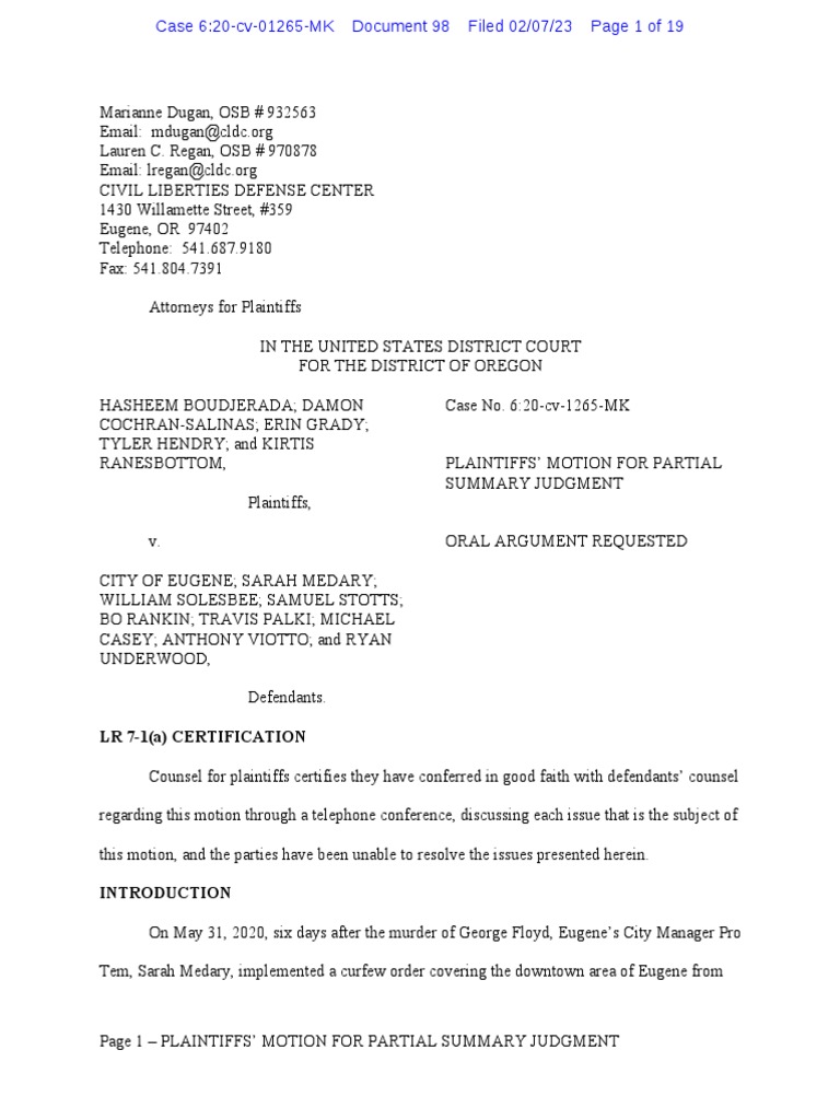 Motion For Partial Summary Judgment Oral Argument | PDF | First ...