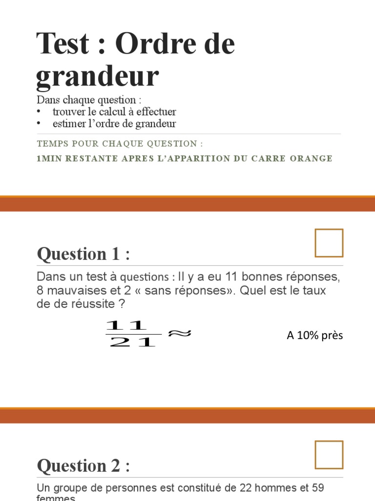 Estimation d'Ordres de Grandeur | PDF | Bien-être