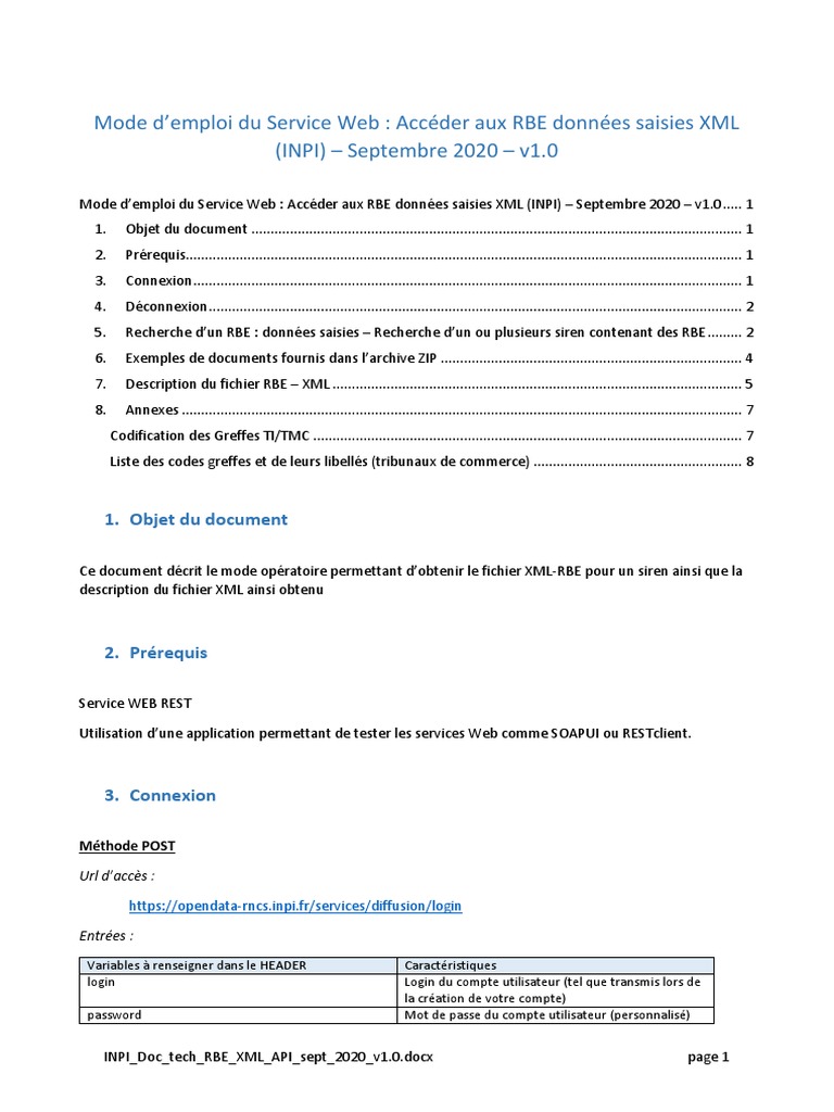 Mode d'emploi API RBE INPI XML | PDF | Cookie (informatique) | Internet
