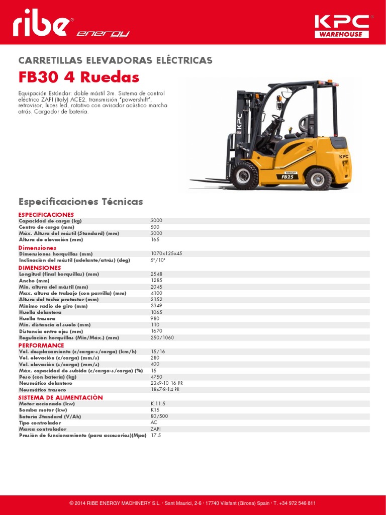 Carretillas Eléctricas FB30: Especificaciones | PDF | Tecnología