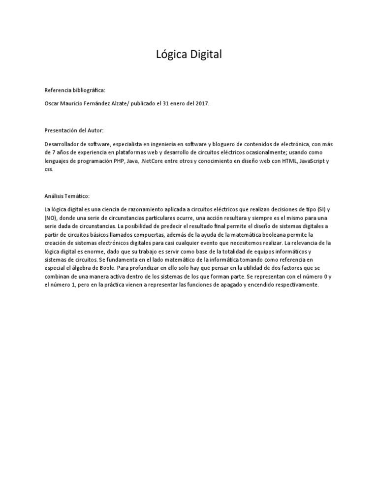 Introducción a la Lógica Digital | PDF | Arte | Tecnología