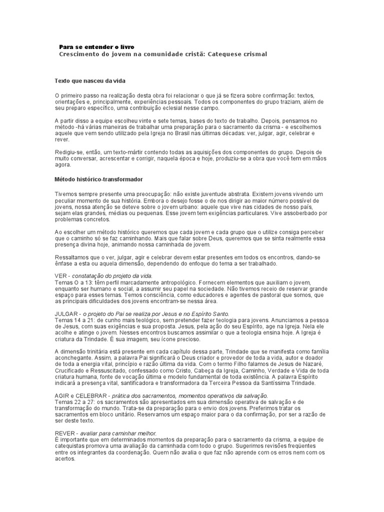 Quebrando o Gelo: Uma Introdução à Preparação para a Crisma | PDF ...
