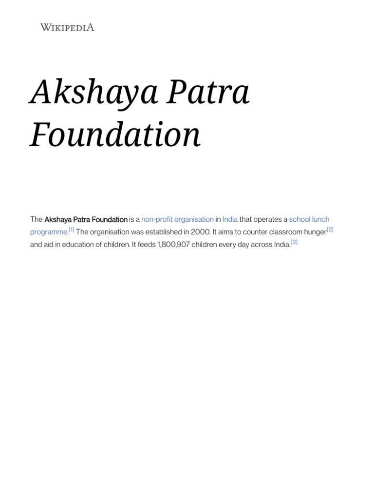 Akshaya Patra Foundation Engineer Wikipedia PDF