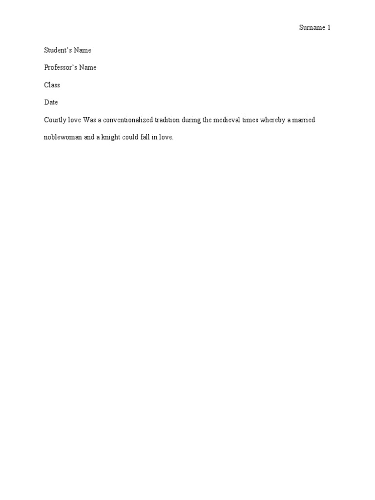 Courtly Love Was A Conventionalized PDF