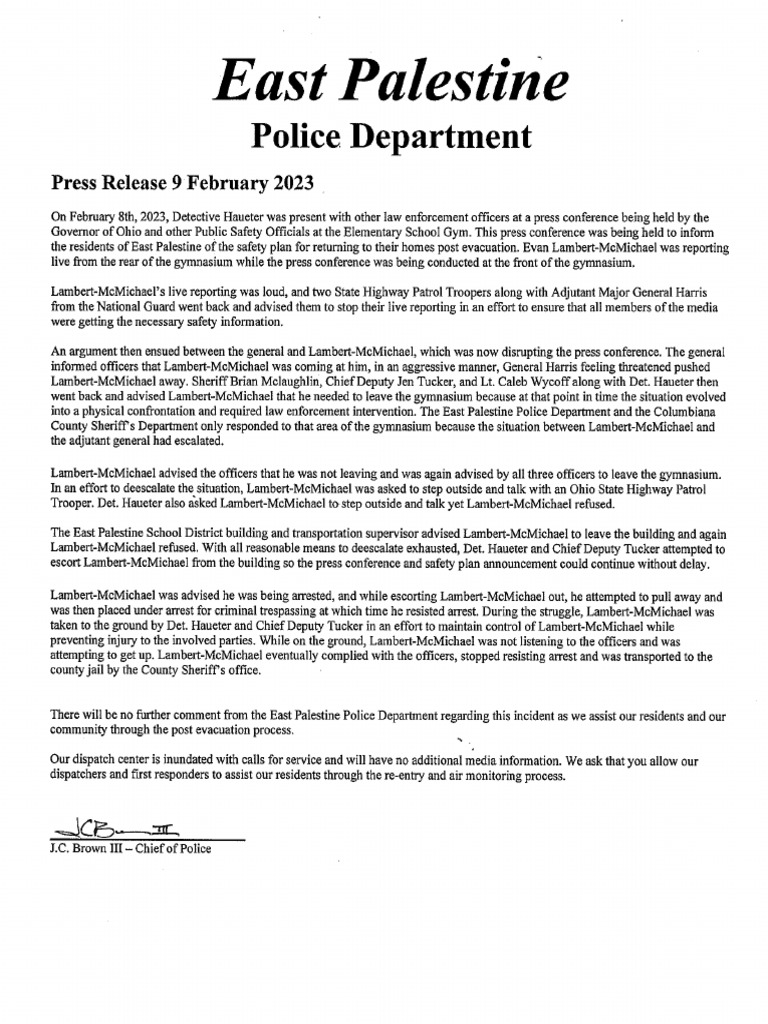 East Palestine Police Department | PDF