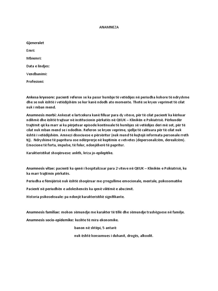 ANAMNEZA | PDF