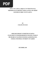 Onyango - Effect of Capital Adequacy On The Financial Performance of Deposit Taking Savings and Credit Societies in Meru County, Kenya