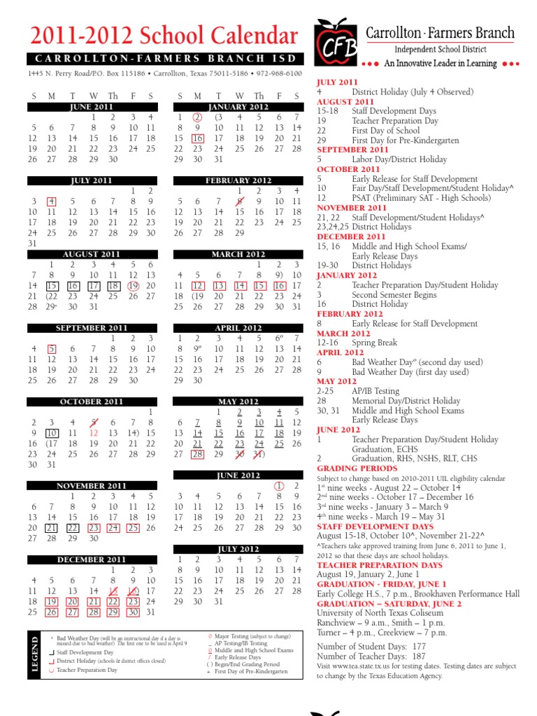 2011-2012 Approved District Calendar | PDF | Secondary School