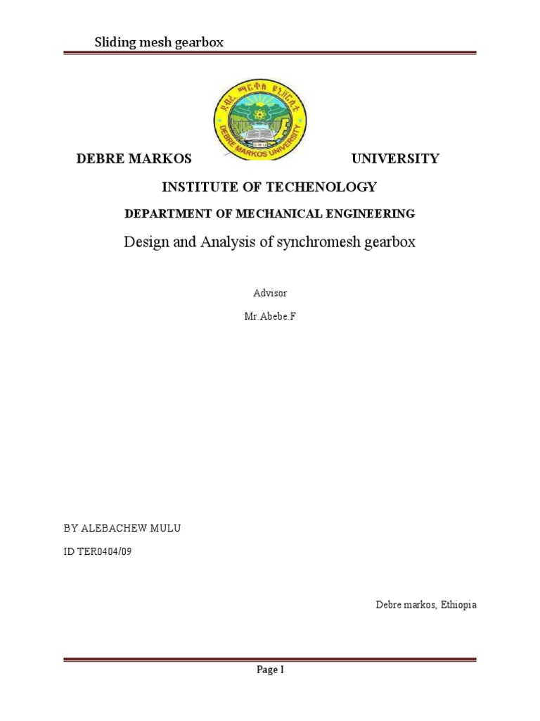 Final Gear Box Design PDF Manual Transmission Gear