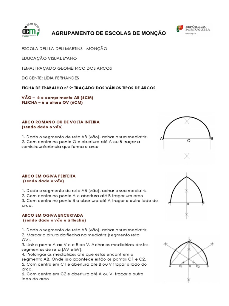 Traçado Geométrico de Arcos | PDF | Matemática elementar | Geometria