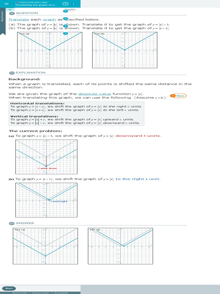 Translating Absolute Value Graphs | PDF | Mathematical Relations ...