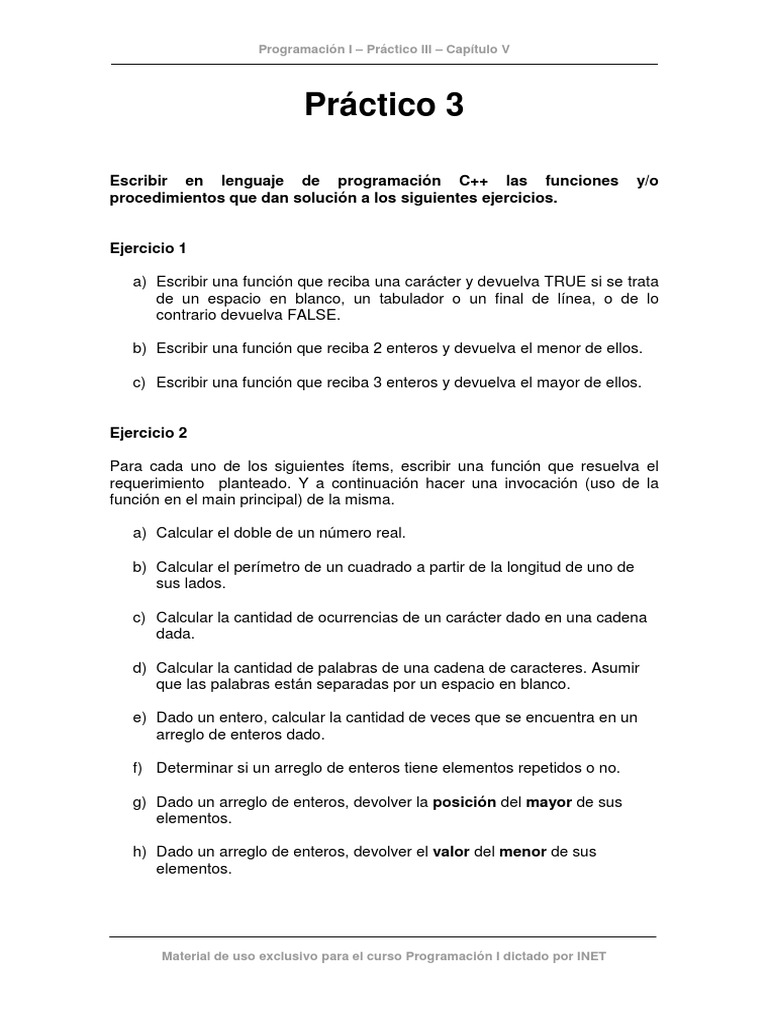 Práctico 3 - Capítulo 5 | PDF | C ++ | Programación de computadoras