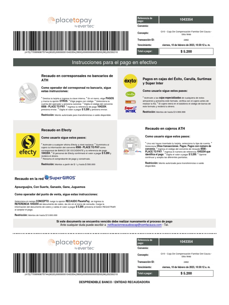 Instrucciones de Pago Caja Cauca | PDF | Informática | Industrias de ...